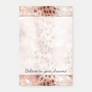 Stylish Girly Pink Rose Gold Leopard Glitz Post-it Notes