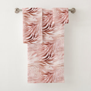 Stylish Girly Pink Rose Gold Zebra Glam Glitz Bath Towel Set
