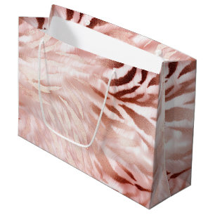 Stylish Girly Pink Rose Gold Zebra Glam Glitz  Large Gift Bag