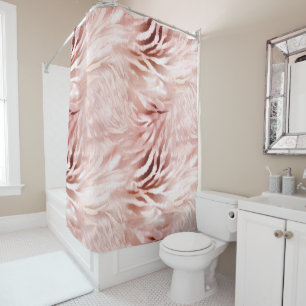 Stylish Girly Pink Rose Gold Zebra Glam Glitz  Shower Curtain