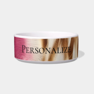 Stylish Girly Pink White Gold Zebra Bowl