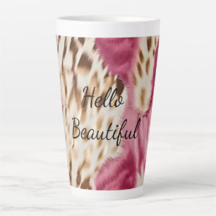 Stylish Girly Pink White Gold Zebra Latte Mug