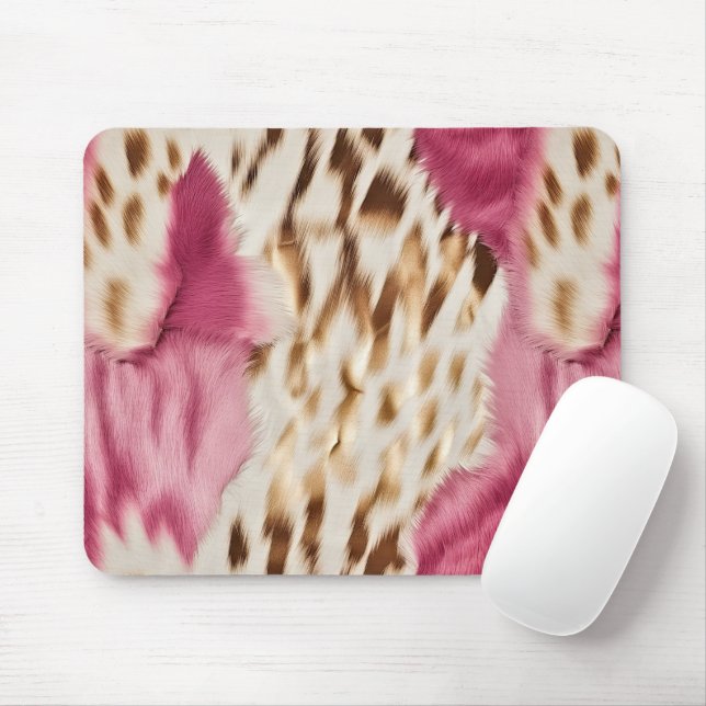 Stylish Girly Pink White Gold Zebra Mouse Mat (With Mouse)