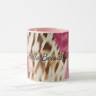 Stylish Girly Pink White Gold Zebra Mug
