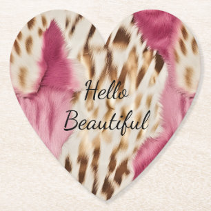 Stylish Girly Pink White Gold Zebra Paper Coaster