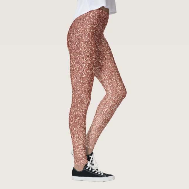 Stylish Girly Rose Gold Glitter Leggings (Right)