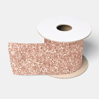 Stylish Girly Rose Gold Glitter Satin Ribbon
