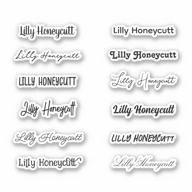 Stylish Girly Trendy Full Name Set of 12 Fonts (Front)