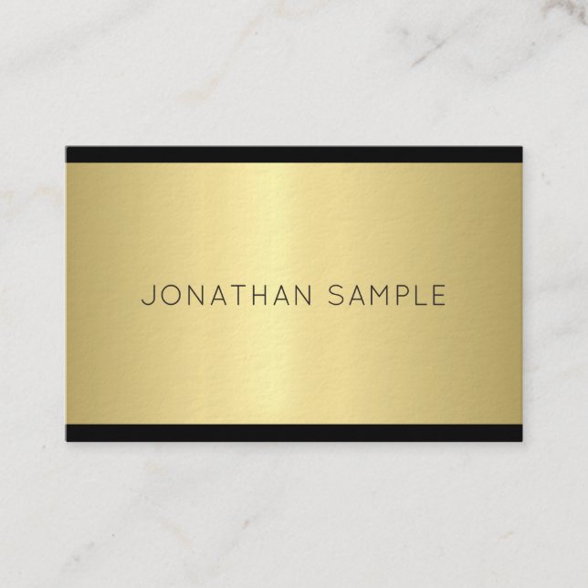 Stylish Glam Design Modern Gold Luxe Trendy Plain Business Card (Front)