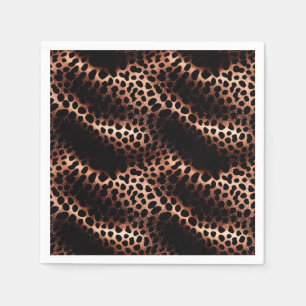 Stylish Glam Rose Gold Black Leopard Napkin