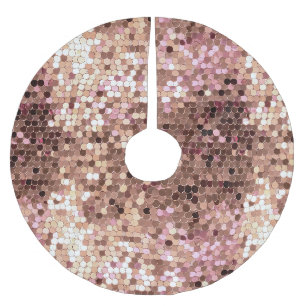 Stylish Glam Rose Gold Blush Pink Confetti Brushed Polyester Tree Skirt