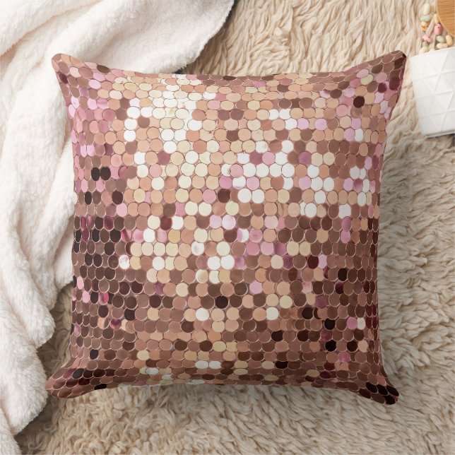 Stylish Glam Rose Gold Blush Pink Confetti Cushion (Blanket)