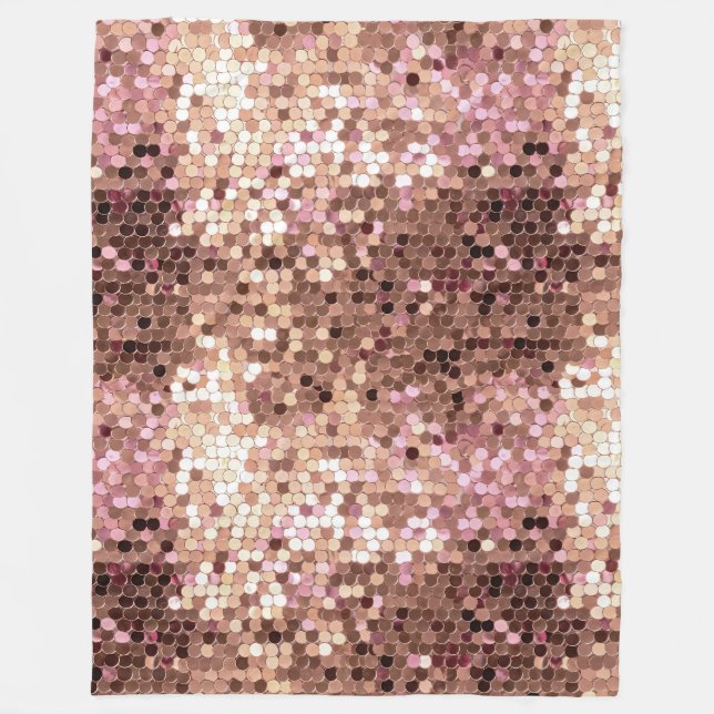 Stylish Glam Rose Gold Blush Pink Confetti Fleece Blanket (Front)