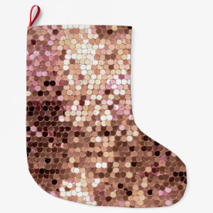 Stylish Glam Rose Gold Blush Pink Confetti Large Christmas Stocking