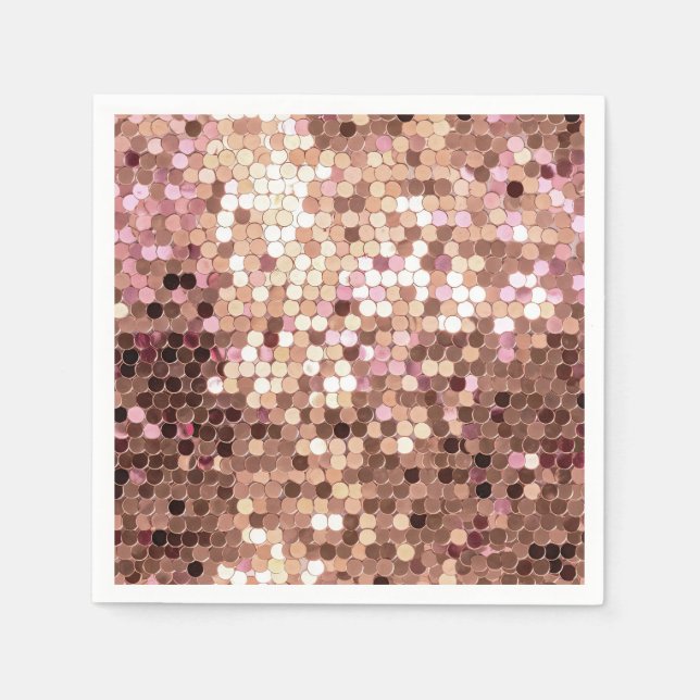 Stylish Glam Rose Gold Blush Pink Confetti Napkin (Front)