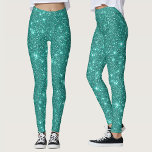 Stylish Glam Turquoise Teal Aqua Glitter Party  Leggings<br><div class="desc">These glamourous leggings feature a stunning, shimmering turquoise teal colour with a faux glitter texture, adding a touch of luxury and sparkle. Perfect for sports, running, yoga, or even a chic party look, they combine style and comfort for everyday wear. Stand out and add a little magic to your wardrobe—order...</div>