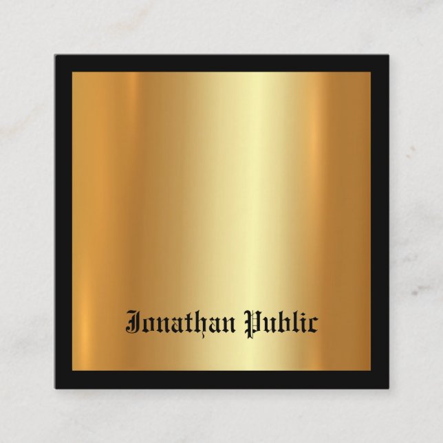 Stylish Glamour Gold Professional Abstract Plain Square Business Card (Front)