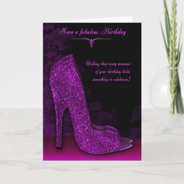 Stylish Glamour Shoe Birthday Greeting Card (Front)