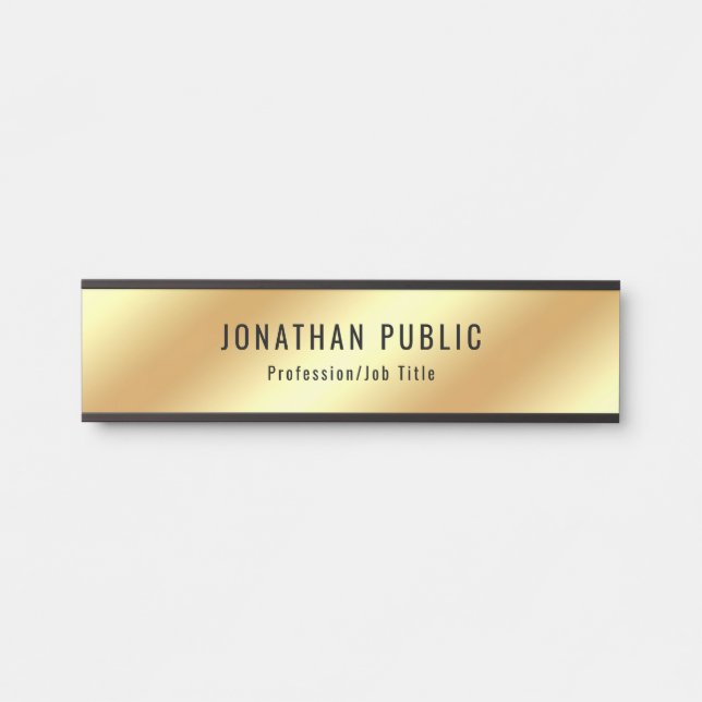 Stylish Glamourous Faux Gold Modern Template Door Sign (Front)