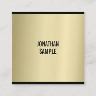 Stylish Glamourous Gold Look Modern Plain Luxury Square Business Card