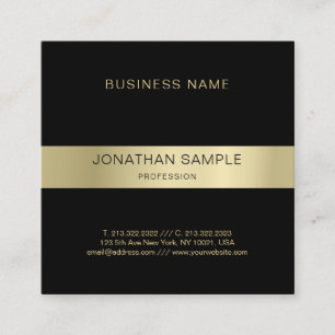 Stylish Glamourous Golden Modern Luxury Plain Square Business Card