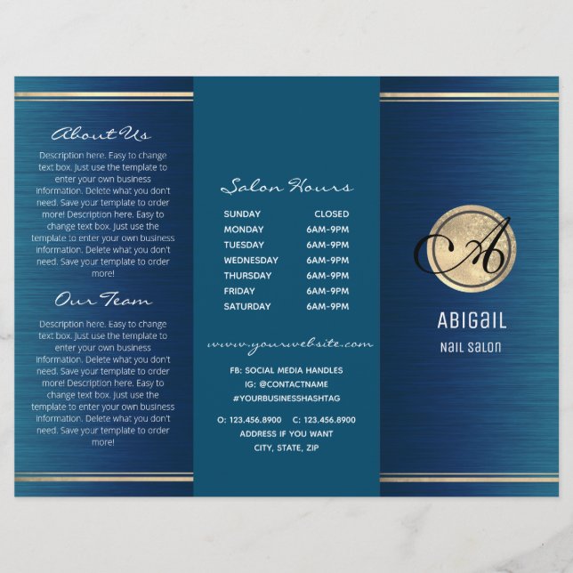 Stylish Glitter and Brushed Metal Trifold Brochure (Front)