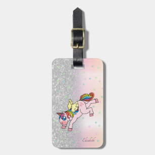 Stylish  Glitter Bokeh, Rainbow Unicorn,Stars Luggage Tag