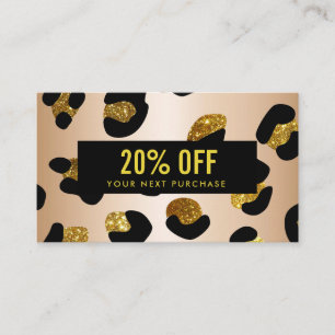 Stylish Glitter Faux Gold Leopard Coupon Card