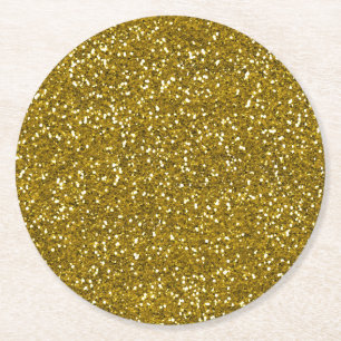 Stylish Glitter Gold Round Paper Coaster