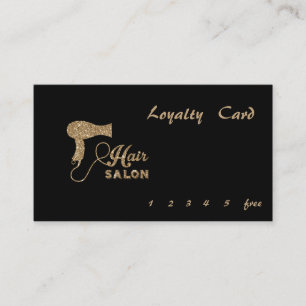 Stylish Glitter Hairdryer Black Loyalty Card