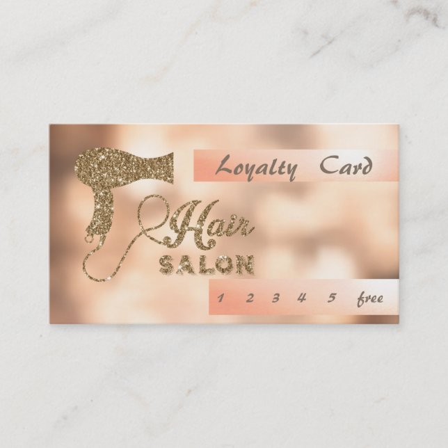 Stylish Glitter Hairdryer Bokeh Loyalty Card (Front)