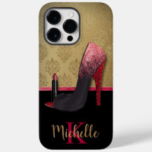 Stylish Glitter Heel, Lipstick, & Monogram