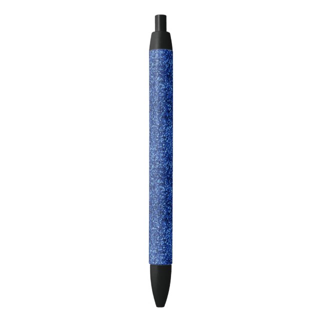 Stylish Glitzy Blue Sequin Sparkles Black Ink Pen (Front Vertical)