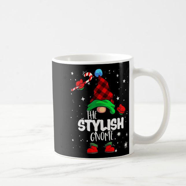 Stylish Gnome Red Buffalo Plaid Matching Family Ch Coffee Mug (Right)