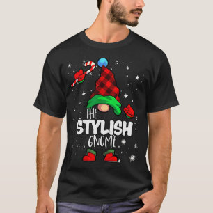 Stylish Gnome Red Buffalo Plaid Matching Family Ch T-Shirt