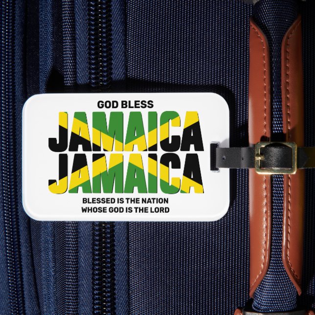 Stylish GOD BLESS JAMAICA JAMAICA Flag Luggage Tag (Front Insitu 4)