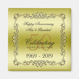 Stylish Gold 50th Wedding Anniversary Magnet