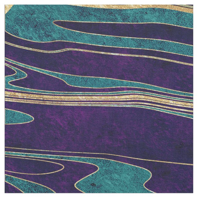 Stylish gold abstract marbleised paint image fabric (Close Up)