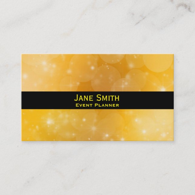 Stylish gold and black modern Events Planner Business Card (Front)