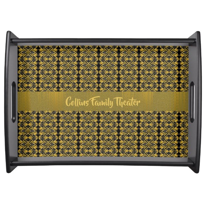 Stylish Gold and Black Personalized Serving Tray Zazzle.co.uk