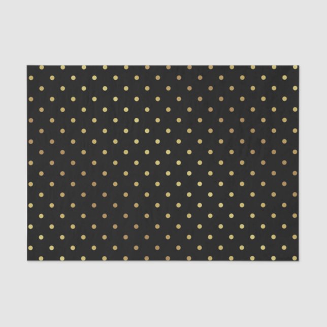 Stylish Gold and Black Polka Dots Tissue Paper (Front)