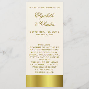Stylish Gold and Ivory Wedding Program Programme