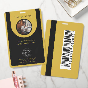 Stylish Gold Black Employee Work ID Badge Design