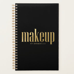 Stylish Gold & Black Typography Makeup Artist Planner