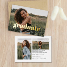 Stylish Gold Bold Typography 3 Photo Graduation