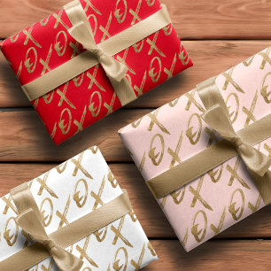 Stylish Gold Brush X O X Valentine's Day Pattern Wrapping Paper Sheet