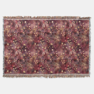 Stylish gold burgundy abstract floral pattern throw blanket