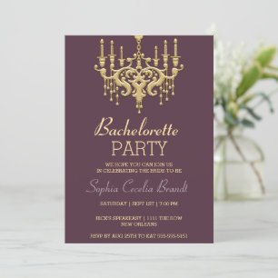 Stylish Gold Chandelier  Party Invitation