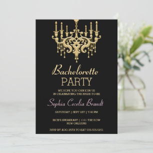 Stylish Gold Chandelier Party Invitation