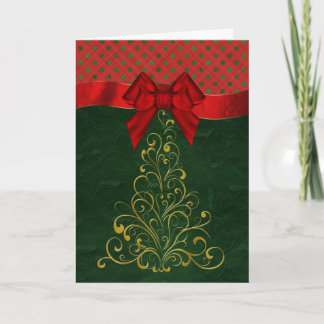 Stylish Gold Christmas Tree Greeting Card